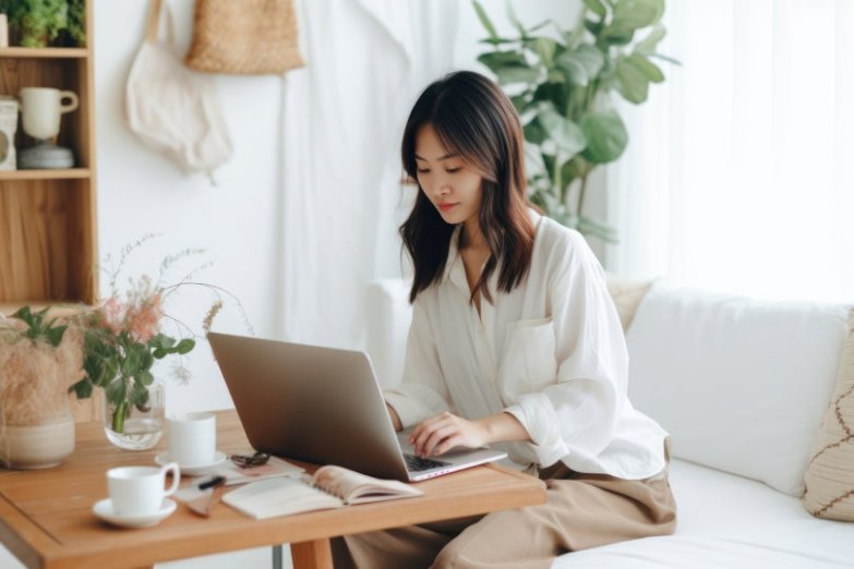 Femme d'affaires utilisant des outils de productivité