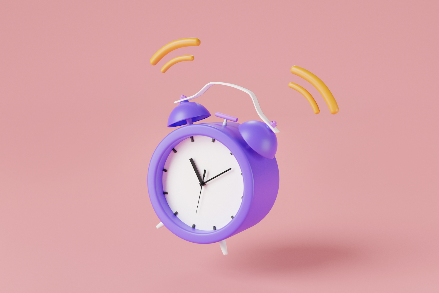 Réveil violet qui sonne sur fond rose. Pour une diligence raisonnable approfondie, minimisez les perturbations pour maximiser le succès.