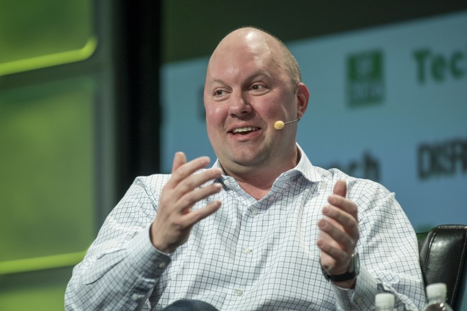 Marc Andreessen, cofondateur et associé général d'Andreessen Horowitz, s'exprime lors du TechCrunch Disrupt San Francisco 2016 Summit à San Francisco, Californie, États-Unis, le mardi 13 septembre 2016.