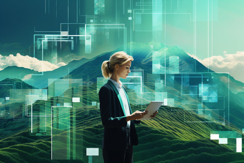 Propriétaire d'une petite entreprise utilisant des outils d'IA