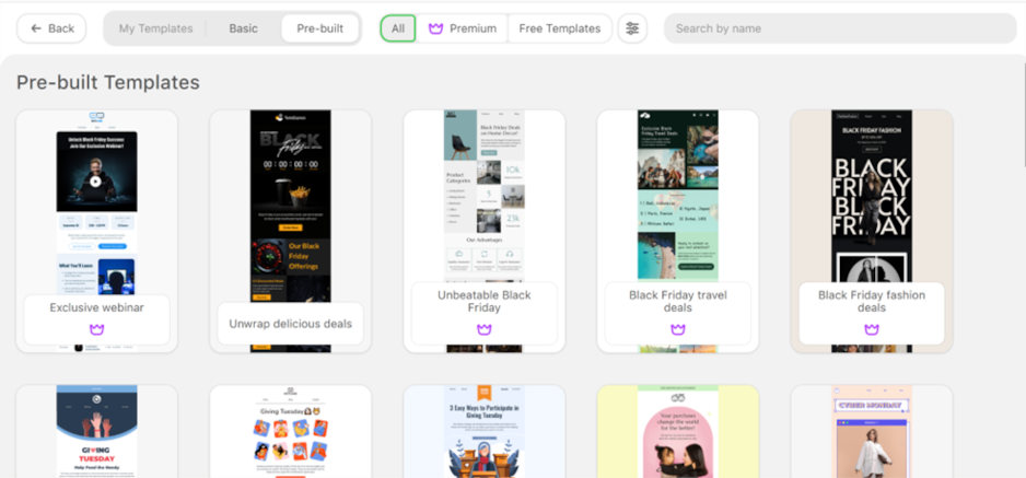 Modèles d'e-mails prédéfinis