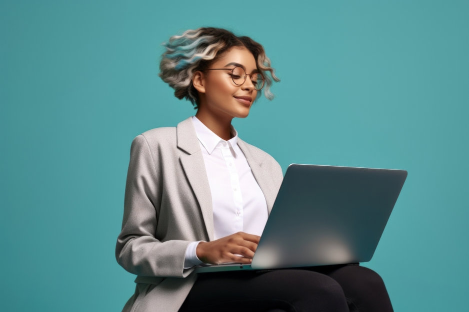 Femme d'affaires utilisant des outils d'IA