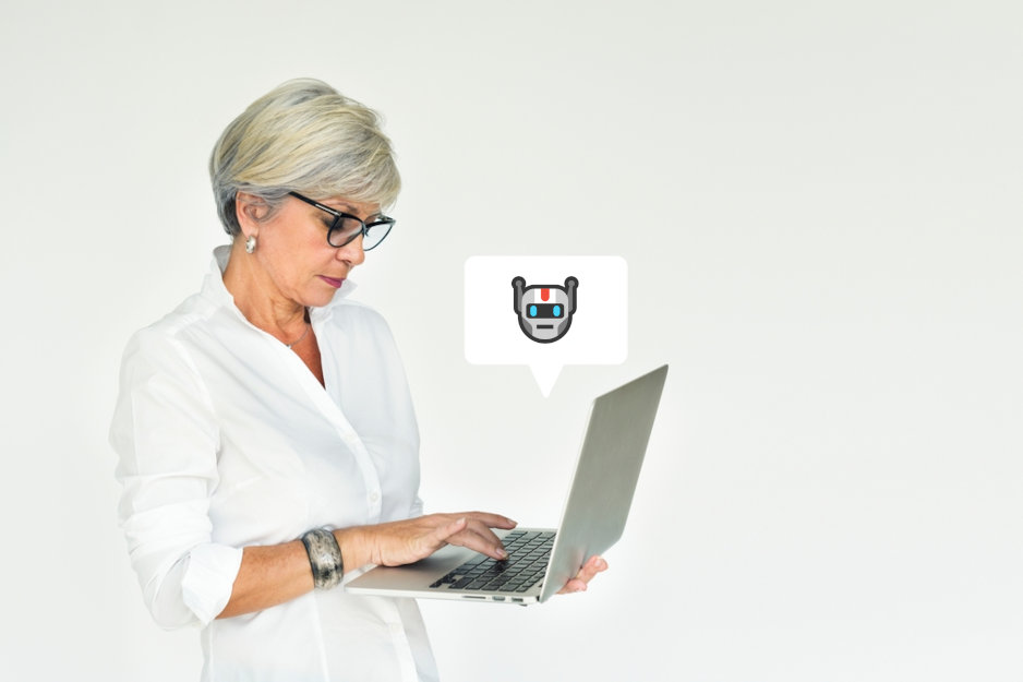 Femme d'affaires utilisant l'IA