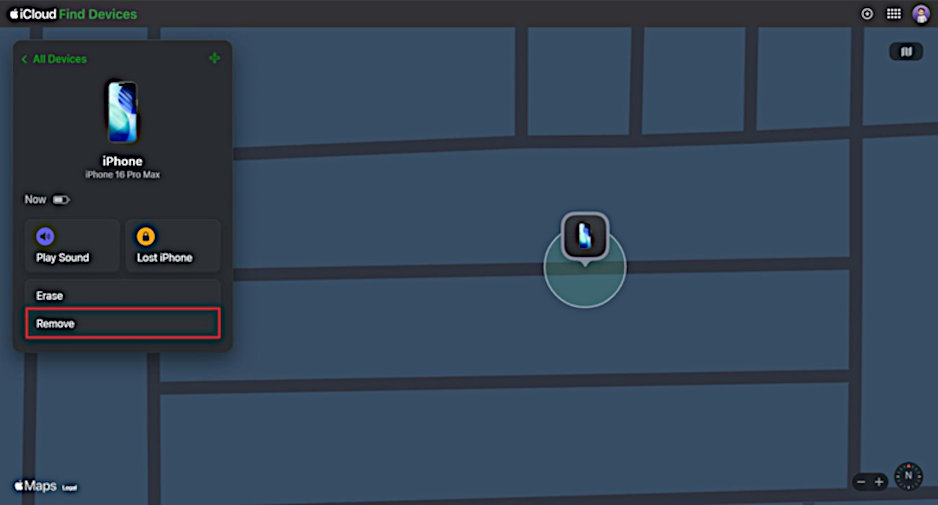 Rechercher des appareils - capture d'écran