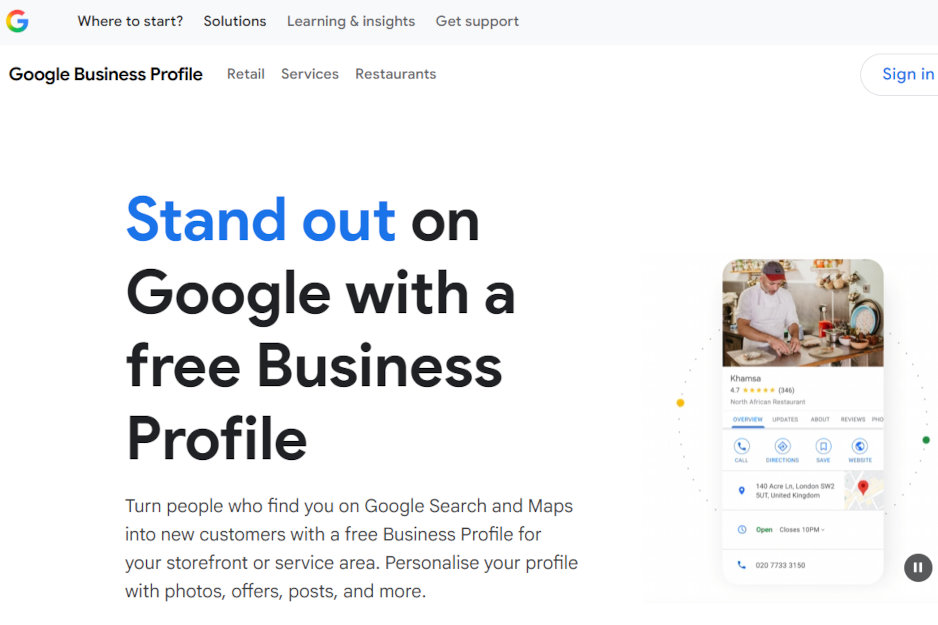 Profil d'entreprise Google