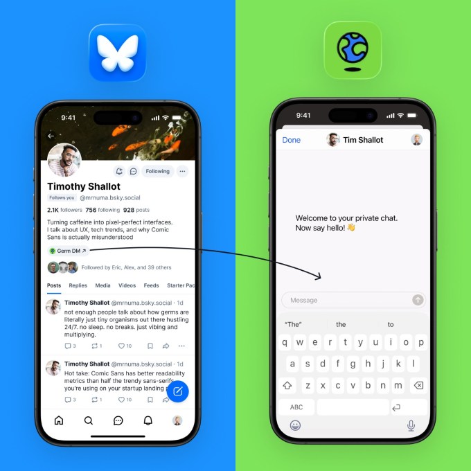 Une startup appelée Germ devient la première messagerie privée qui se lance directement depuis l'application Bluesky