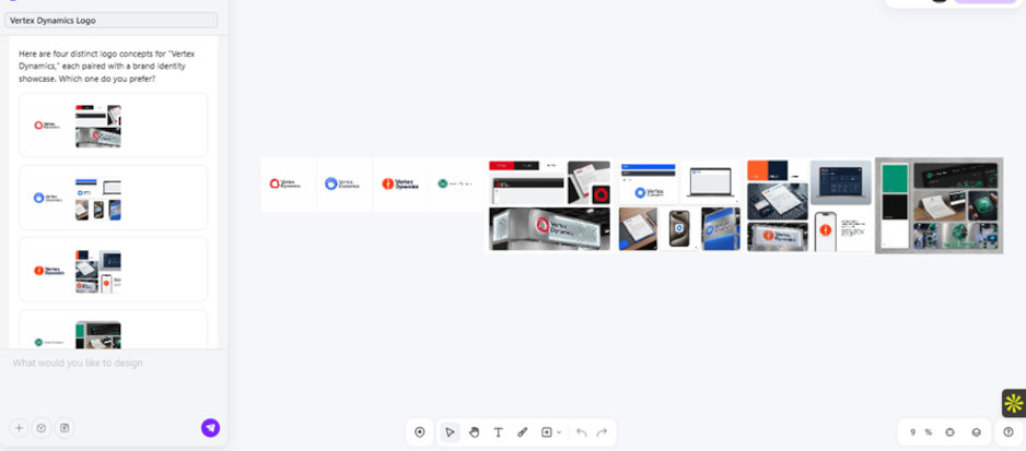 Capture d'écran des résultats du générateur de logo Zawa AI