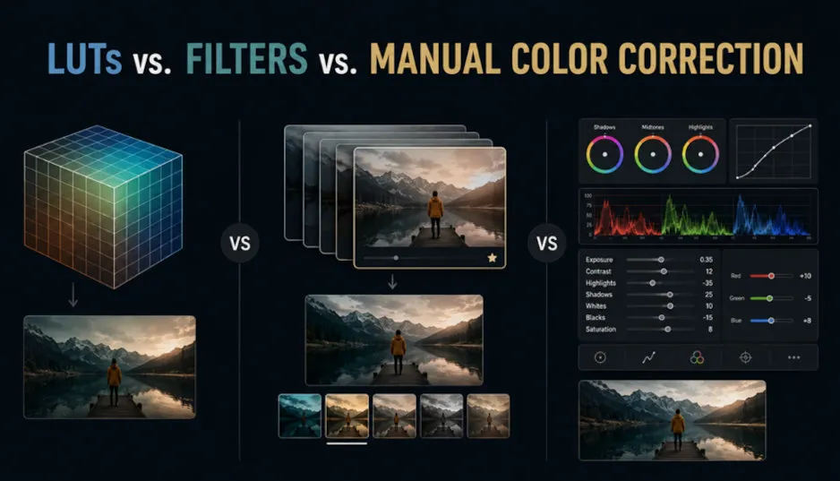 LUT 3D, filtres et correction manuelle des couleurs