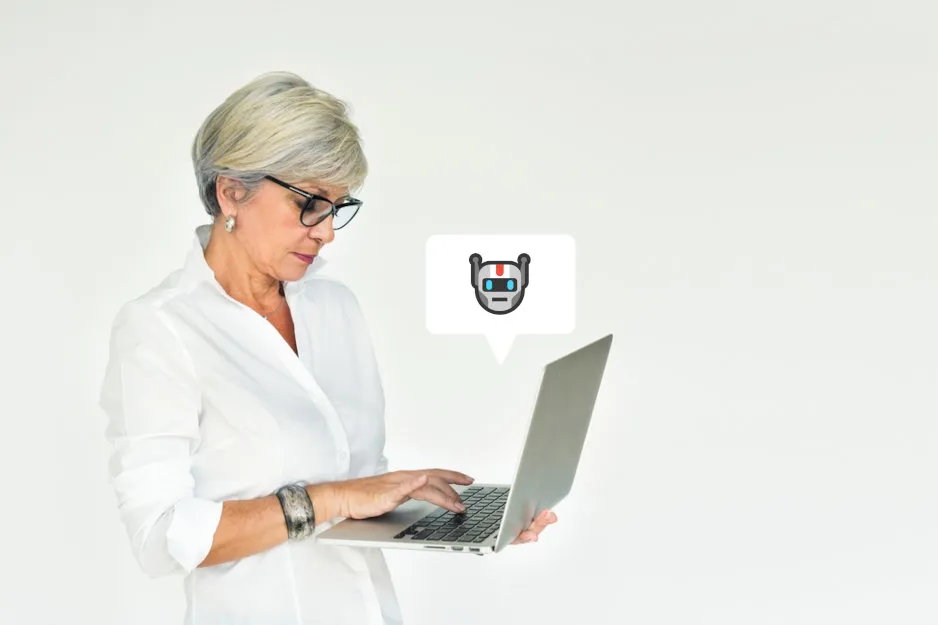 Femme d'affaires utilisant l'IA